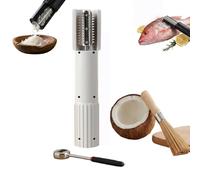 Electric Coconut Grater Machine，Electric Fish Scaler Tools with Anti-Splash Cover&Stainless Steel Roller，for Removing Coconut Meat&Fish Scales，with a coconut opening kit and a cleaning brush (White)