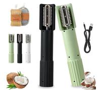 Electric Coconut Grater Machine, Portable Handheld Coconut Grinder, Wireless Automatic Anti-splash Rotating Coconuts Scraper Knife Tool, Fish Skin Scale Scraper Remover Tool (Green+Black)