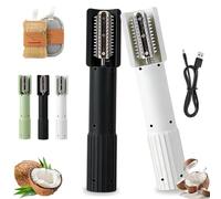 Electric Coconut Grater Machine, Portable Handheld Coconut Grinder, Wireless Automatic Anti-splash Rotating Coconuts Scraper Knife Tool, Fish Skin Scale Scraper Remover Tool (Black+White)