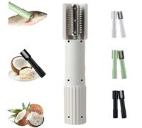 Electric Coconut Grater Machine,Portable Handheld Coconut Scraper Peeler Shredder,Stainless Steel Fish Scales Grater Machine,Wireless Anti-Splash Rotating Kitchen Electric Roller for Home (White)