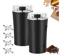 Electric Coffee Grinder & Spice Mill, 300W Powerful Stainless Steel Blades for Beans, Herbs, Nuts, Grains, One-Touch Operation Multi-Function Kitchen Grinder,Compact & Easy Clean Design (Black+Black)