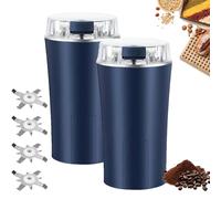 Electric Coffee Grinder & Spice Mill, 300W Powerful Stainless Steel Blades for Beans, Herbs, Nuts, Grains, One-Touch Operation Multi-Function Kitchen Grinder,Compact & Easy Clean Design (Blue +Blue)