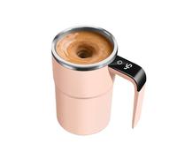 Electric Coffee Mug with a Built-In LCD Thermometer, Stainless Steel 316, Self Stirring Coffee Mug with Lid for Home, Office, Travel (Pink)