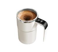 Electric Coffee Mug with a Built-In LCD Thermometer, Stainless Steel 316, Self Stirring Coffee Mug with Lid for Home, Office, Travel (White)