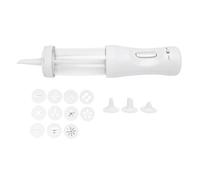 Electric Cookie Press Maker | 12 Discs & 4 Tips for Custom Shapes | ABS Baking Tool for Cookies/Cakes/Desserts | Easy Squeeze Design, Compact Storage