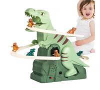 Electric Dinosaur Stair Climbing Toy, Interactive Race Track Playset with Lights and Music, Ideal for and Kids Age 3+, Educational Activity Toys, 7.87x6.69x5.51 Inches