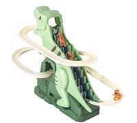 Electric Dinosaur Stair Climbing Toy, Musical Slide Playset, Freestanding Racing Track for Boys Girls, 6.69x5.51x7.87 Inches, Fun Chasing Game Indoor Outdoor