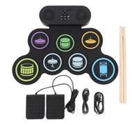 Electric Drum Pad, Electric Drum Kit, 7 Pad Electronic Drum Set with Dual Stereo Speaker, Bluetooth MIDI Connection, 3.5mm Jack, Reable Battery for