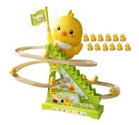 Electric Duck Climbing Stairs Toy with Track | 12 Duck Rollercoaster Toy with LED Lights & Music, Fun Early Learning Game for Kids, Boys & Girls, Preschool Interactive Climbing Track Playset
