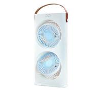Electric Fan, Double-Head Air Cooler, 6.1x2.17x12.2 Inches Tabletop Cooling Device, 3-Speed Settings, 90-Degree Adjustable Angle, Ideal for Dormitory, Fishing, School, Travel, Home