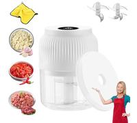 Electric Garlic Chopper, 350ml Mini Portable Electric Garlic Crush, Wireless Rechargeable Food Processor for Garlic, Veggie, Onion, Salad, Ginger, Meat Kitchen Gadgets (White with 4 Blades)