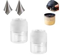 Electric Garlic Chopper, Mini Portable Vegetable Cutter with Safety Lock Mechanism, Easy Clean, For Garlic/Ginger/Onion/Vegetables, Home Kitchen, Camping (2PCS White)