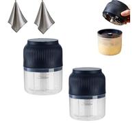 Electric Garlic Chopper, Mini Portable Vegetable Cutter with Safety Lock Mechanism, Easy Clean, For Garlic/Ginger/Onion/Vegetables, Home Kitchen, Camping (2PCS Blue)