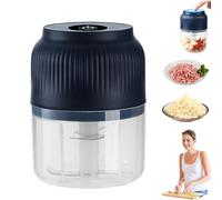 Electric Garlic Chopper, Multi-functional Electric Food Chopper, Mini Wireless ElectricMeat Choppers, 320ml, 4-Blade, USB Rechargeable, for Onion, Chili, Ginger, Meat & Nuts (Blau)