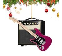 Electric Guitar Christmas Ornament - 2d Acrylic Tree Decoration, Music Lover Giffts, Long Lasting Festive Hanging Decor | Holiday Celebration Decoration for Band Students Friends Music Enthusiassts