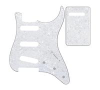Electric Guitar Pickguard Instrument Parts Para Golpeador De Guitarra Eléctrica ST SSS, Placa Rayada De 11 Orificios, Placa Trasera Y Tornillos(White)