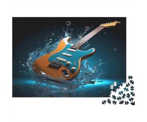 Electric Guitar Splash-Rock Music Vibe 1000Pc Challenging Puzzle Guitar in Water Splash for Adults Teens & Seniors Brainteasing Game 52x38cm/1000pcs
