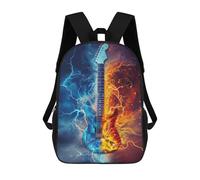 Electric Guitar with Fire And Ice Effect-2 Mochila Escolar De 17 Pulgadas Para Adolescentes, Con Estampado 3D, Ajustable Y Con Bolsillos, Ideal Para Niños, Niñas Y Estudiantes.