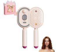 Electric Hair Brush Women with Water Spray, Vibration Misting Detangling Comb, Red Light Air Cushion Massage Brush for Wet & Dry Hair, Portable Home Spa Styling Tool (Pink)