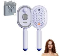 Electric Hair Brush Women with Water Spray, Vibration Misting Detangling Comb, Red Light Air Cushion Massage Brush for Wet & Dry Hair, Portable Home Spa Styling Tool (Purple)