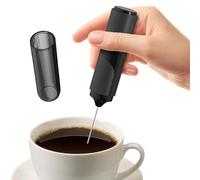 Electric Handheld Milk Frother With Lid - Battery Operated Foam Maker For Coffee Latte | Whisk For Hot Chocolate Cappuccino | Portable Drink Mixer, Fast Foaming