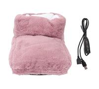 Electric Heated Foot Warmer Boots USB Rechargeable Thickened Soft Fleece Foot Heater for Home Office Dormitory Pink 25x30x25cm