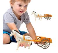 Electric Horse Toy - Horse Carriage Desktop Decoration | Retro Walking Hôrse Drawn Cart Model | Realistic Vintage Hôrse and Cart Toy for, Nursery Bookshelf Decor, Home, School