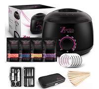 Electric hot wax warmer, wax heater hair removal with 4 flavors hard wax beans and wax applicator sticks and free nail clipper, for Men & Women