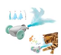 Electric Interactive Cat Toy, Squeaky Toys for Kitten, Feathers and Bells Toy, Mice Moving Cat Toys, Electric Interactive Cat Toy with Feathers, Bells, and Lights for Indoor and Outdoor Exercise