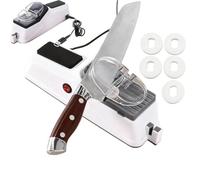 Electric Knife Sharpener, USB-Rechargeable Machine with Safety Guard, Dual-Side Slots for Knives & Scissors, 5 Grinding Discs, Fast 5-Second Touch-Up, Compact Countertop Size