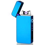 Electric Lighter Dual ARC Electrice Plasma USB Rechargeable Electronice Lighters with Power Indicator Windproof Candles Camping(Blue)