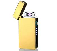 Electric Lighter Dual ARC Electrice Plasma USB Rechargeable Electronice Lighters with Power Indicator Windproof Candles Camping(Yellow)