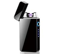 Electric Lighter Dual ARC Electrice Plasma USB Rechargeable Electronice Lighters with Power Indicator Windproof Candles Camping(Black)