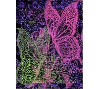 Electric Lime And Pink Butterflies Flower-Detailed Page, 8x11, Hardcover Journal, Art Pad, Sketchbook, Drawing Book: Made With Hand-Drawn And Created Art By: Artist Mary Elisabeth Linder @ MaryEMade