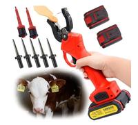 Electric Livestock Ear Tag Applicator Universal Livestock Ear Tag Pliers Cordless Cattle Ear Tagger for Rapid Marking of Pigs, Cattle & Sheep Installation Tools(Red)