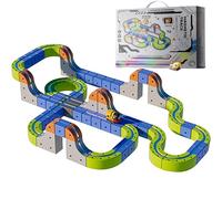 Electric Magnetic Train Track Set, DIY Race Car Track Building Kits with Train and Traffic Signs, Stem Toy for Toddlers and Kids, Boys and Girls Ages 3-8, Birthday Party Gift (126PCS)