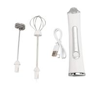 Electric Milk Frother USB Rechargeable | 3 Speeds & 2 Attachments for Coffee/Eggs/Beverages | 1200mAh Battery, Silent Functioning, Stainless Steel Design