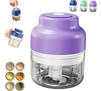Electric Mini Garlic Chopper Set - 250/320ml Multi-Functional Portable Vegetable Cutter, Multi-functional Portable Vegetable Cutter Set, Veggie Grinder for Chili Onion Ginger Celery (250ml purple)
