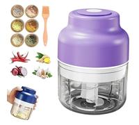 Electric Mini Garlic Chopper Set, Multi-functional Portable Vegetable Cutter Set, 250/320ML Rechargeable Wireless Food Small Processor for Garlic, Chili, Onion, Ginger (Purple,320ml)