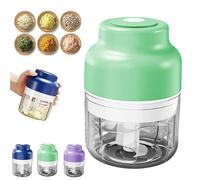 Electric Mini Garlic Chopper Set, Multi-functional Portable Vegetable Cutter Set, Veggie Grinder, 250/ 320ML Rechargeable Small Food Processor for Chili Onion Ginger Celery (Green,320ml)
