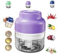Electric Mini Garlic Chopper Set, Multi-Functional Portable Vegetable Cutter Set, Veggie Grinder, 250/320ml Rechargeable, Small Food Processor For Chili Onion Ginger (Purple,320ml)