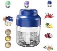 Electric Mini Garlic Chopper Set, Multi-Functional Portable Vegetable Cutter Set, Veggie Grinder, 250/320ml Rechargeable, Small Food Processor For Chili Onion Ginger (Blue,320ml)