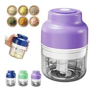 Electric Mini Garlic Chopper Set, Multi-functional Portable Vegetable Cutter Set, Veggie Grinder, 250/ 320ML Rechargeable Small Food Processor for Chili Onion Ginger Celery (Purple,250ml)