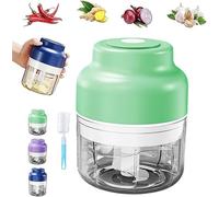 Electric Mini Garlic Chopper Set, Multi-functional Portable Vegetable Cutter Set, Wireless Veggie Grinder, 250/ 320ML for Chili Onion Ginger Celery (320ml Green)