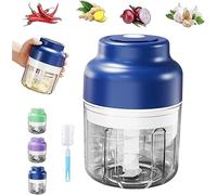 Electric Mini Garlic Chopper Set, Multi-functional Portable Vegetable Cutter Set, Wireless Veggie Grinder, 250/ 320ML for Chili Onion Ginger Celery (320ml Blue)