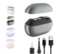 Electric Nail Clipper with LED Light, USB Rechargeable Automatic Nail Trimmer, Portable Travel-Friendly Nail Clippers, Two Grinding Heads Suitable for Grinding Large Areas and Crevices (Grey)