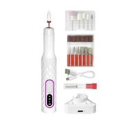 Electric Nail Drill File | ABS, 5.1in x 1in x 1in, Silver/Violet | Portable Rechargeable Manicure Polisher, Low Noise, Anti-Splash | Safety Nail Grinder For Home Use