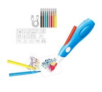 Electric Paint Spray Pen, Airbrush Set for Children with 8 Felt Tip Pens & 13 Stencils, Airbrush Fun Colours Spray for Children, Non-Toxic