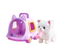 Electric Pet for Kids - Electric Interactive Plush Pet Animal Kids Toy, Electric Pet Children Toy| Walking Dog Rabbit Cat with Pretend Feeding Bottle and Comb for Living Room