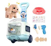Electric Plush Pet Toy Set | Short Plush + ABS + Electronic, Stroller 20.5x23x48.5cm | Kids Interactive Walking Cat & Golden Retriever | Outdoor Simulation Animal Toy (2 AA Batteries, Color aleatorio)